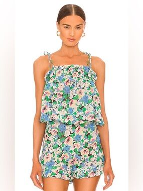 Ganni Azure Blue SET ruffle shorts crop top size 36 for both *THIS IS A SET*